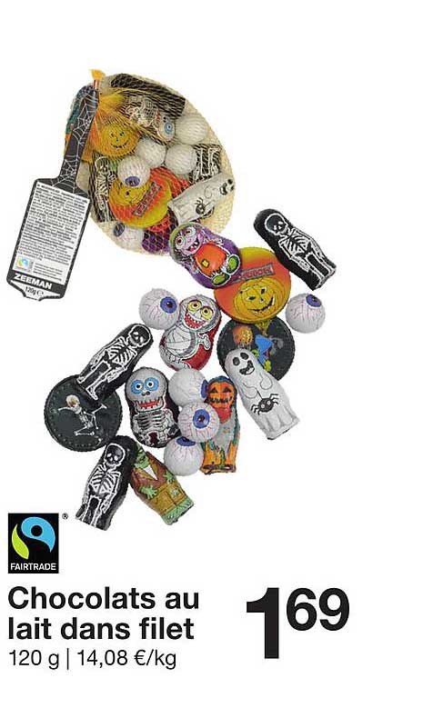 chocolats au lait dans filet