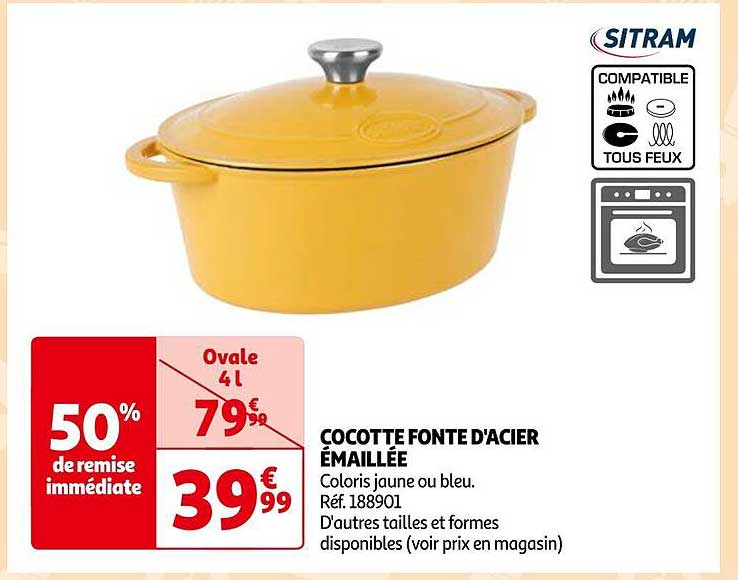 cocotte fonte d'acier émaillée sitram