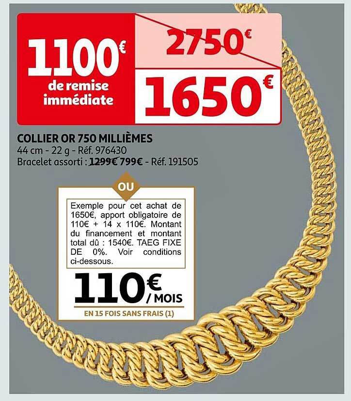 collier or 750 millièmes