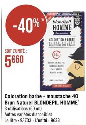 coloration barbe - moustache 40 brun naurel blondepil homme