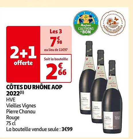 côtes du rhône aop 2022 hve vieilles vignes pierre chanau rouge