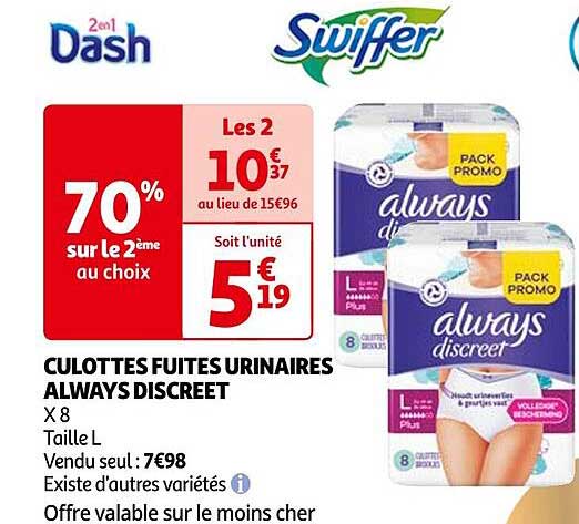 culottes fuites urinaires always discreet