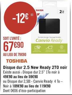 disque dur 2.5 new ready 2to noir toshiba