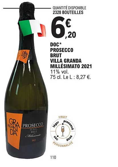 doc prosecco brut villa granda millésimato 2021