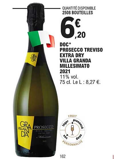 Doc Prosecco Treviso Extra Dry Villa Granda Millesimato 2021