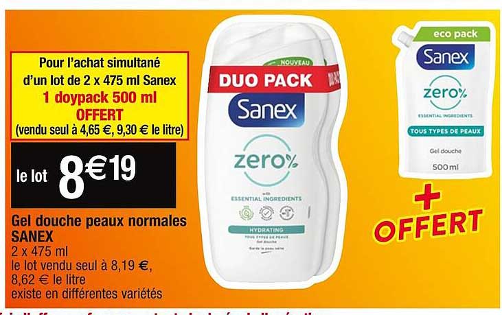 gel douche peaux normales sanex