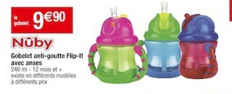 gobelet anti-goutte flip-it avec anses nûby