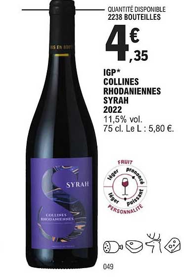 igp collines rhodaniennes syrah 2022