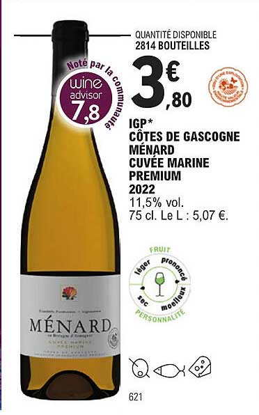 igp côtes de gascogne ménard cuvée marien premium 2022