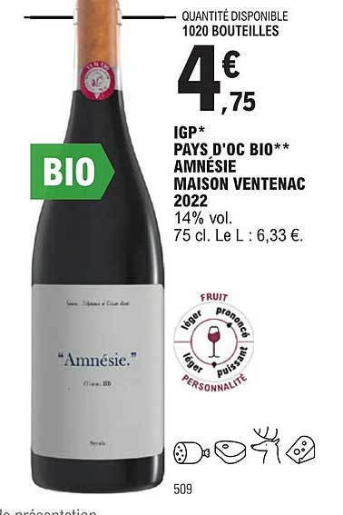 igp pays d'oc bio amnésie maison ventenac 2022