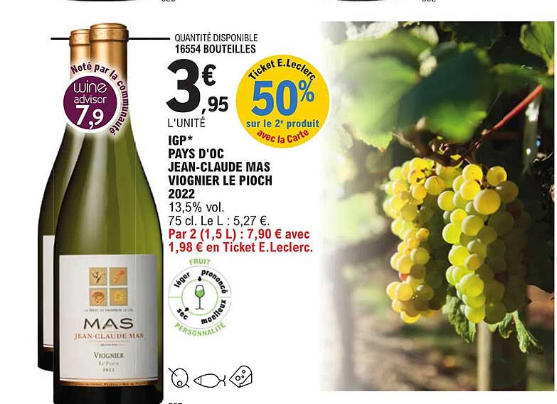 igp pays d'oc jean-claude mas viognier le pioch 2022
