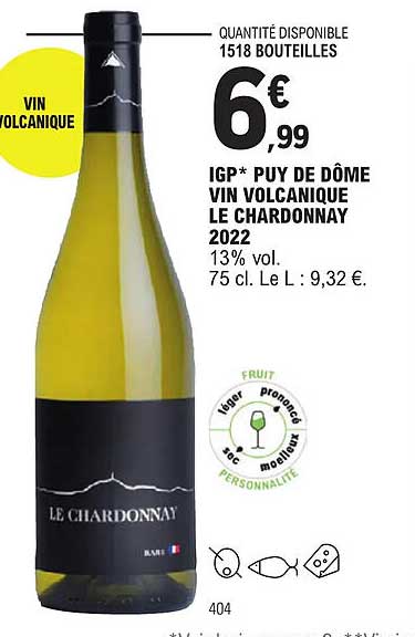 igp puy de dôme vin volcanique le chardonnay 2022