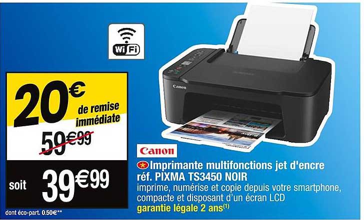 imprimante multifonctions jet d'encre pixma ts3450 noir canon