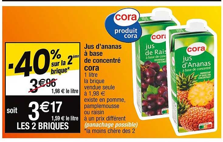 jus d'ananas à base de concentré cora