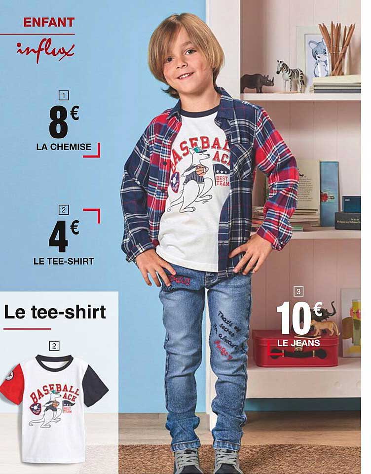la chemise enfant influx, le tee-shirt enfant influx, le jean enfant influx
