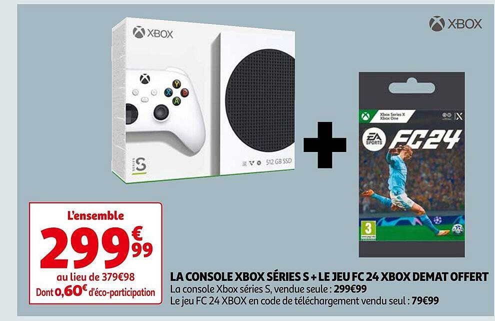 la console xbox séries s + le jeu fc 24 xbox demat offert