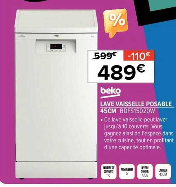 lave vaisselle posable 45 cm beko