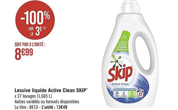 Lessive Liquide Active Clean Skip