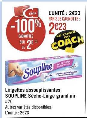 lingettes assouplissantes soupline sèche-linge grand air