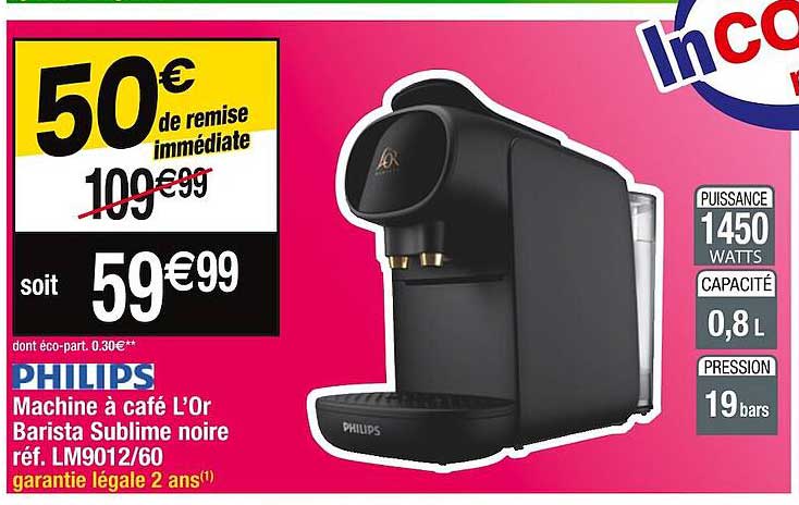 machine à café l'or barista sublime noir philips lm9012/60