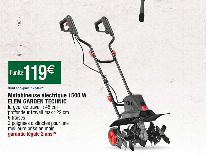 motobineuse électrique 1500 w elem garden technic