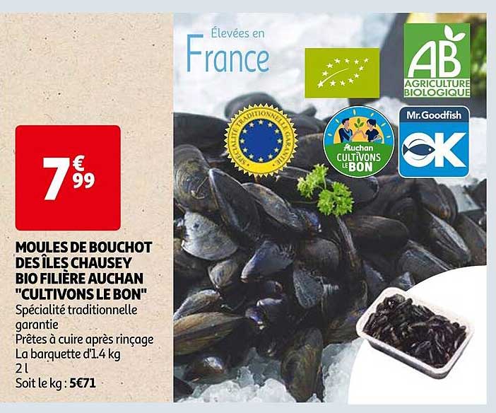 moules de bouchot des îles chausey bio filière auchan "cultivons le bon"