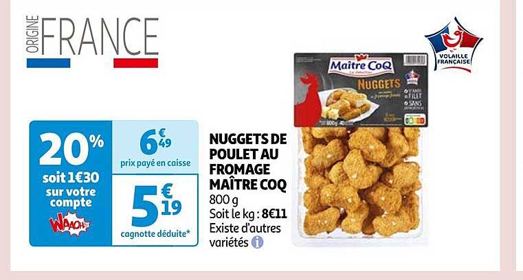 Nuggets De Poulet Au Fromage Maître Coq