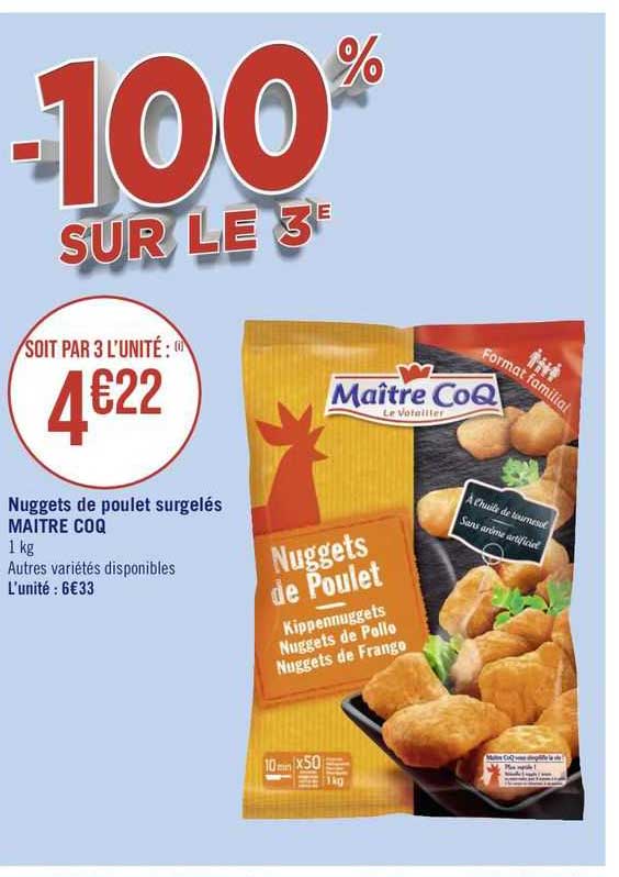 nuggets de poulet surgelés maître coq