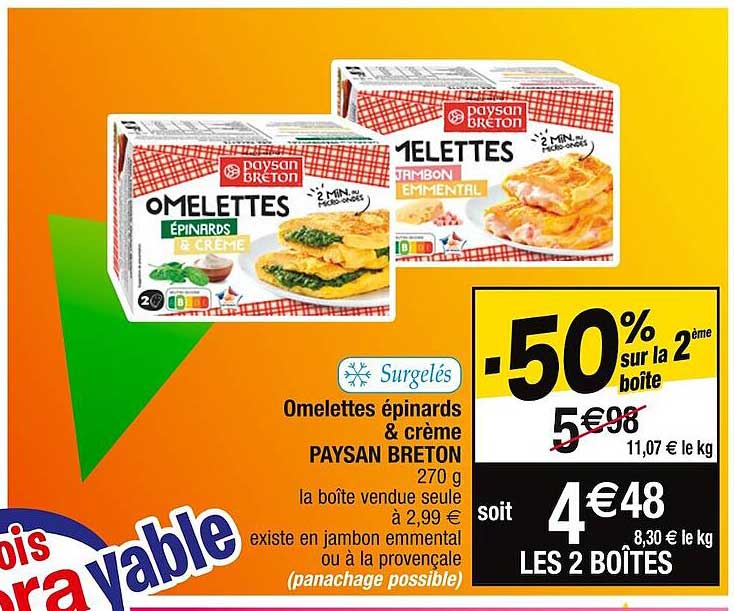 omelettes épinards & crème paysan breton