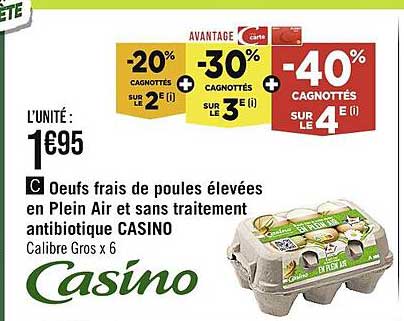 œufs frais de poules élevées en plein air et sans traitement antibiotique casino