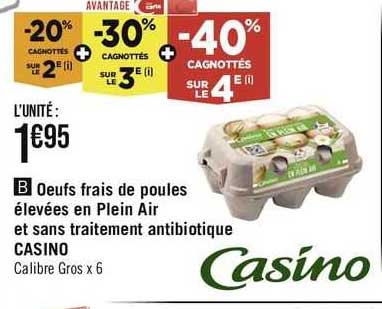 œufs frais de poules élevées en plein air et sans traitement antibiotique casino