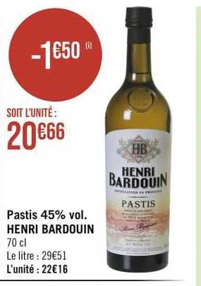 pastis 45% vol. henri bardouin