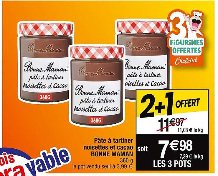 pâte à tartiner noisettes et cacao bonne maman