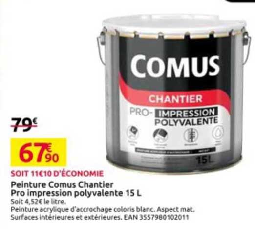 peinture comus chantier pro impression polyvalente 15l