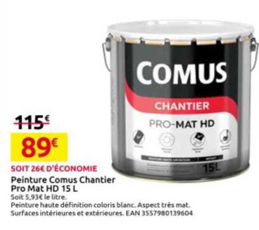 peinture comus chantier pro mat hd 15l
