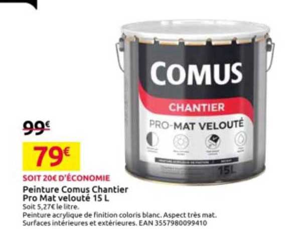peinture comus chantier pro mat velouté 15l