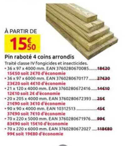 pin raboté 4 coins arrondis