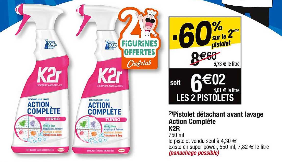 pistolet détachant avant lavage action complete k2r