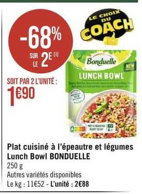 plat cuisiné à l'épeautre et légumes lunch bowl bonduelle