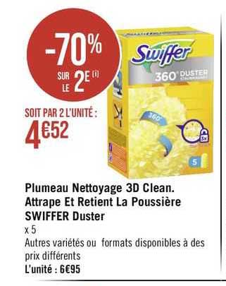 plumeau nettoyage 3d clean. attrape et retient la poussière swiffer duster