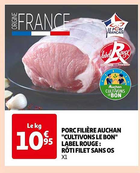 Porc Filière Auchan "cultivons Le Bon" Label Rouge : Rôti Filet Sans Os