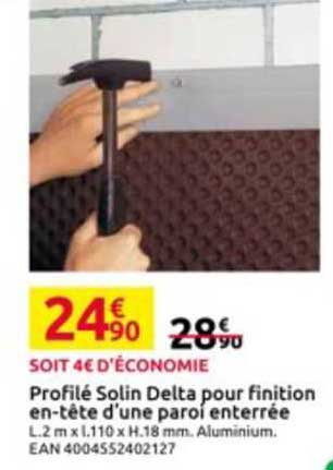 profilé solin delta pour finition en-tête d'une paroi enterrée