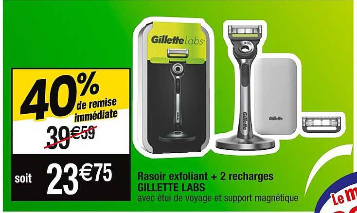 rasoir exfoliant + 2 recharges gillette labs
