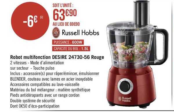 robot multifonction désire 24730 rouge russell hobbs