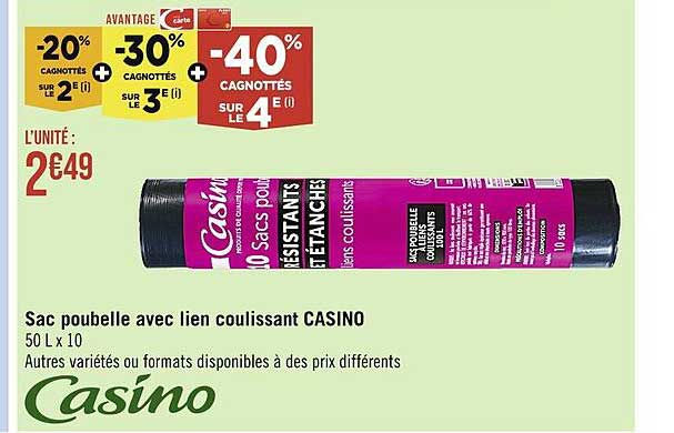 sac poubelle avec lien coulissant casino