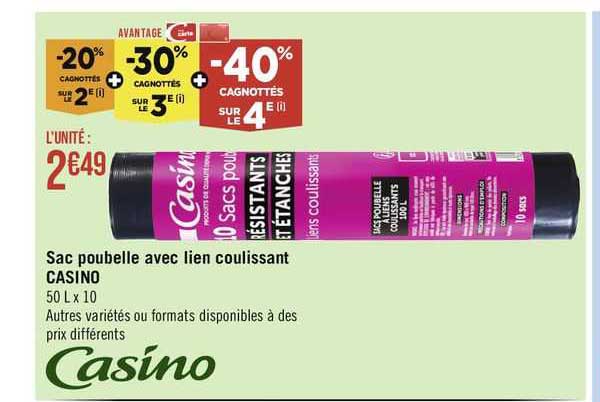 sac poubelle avec lien coulissant casino