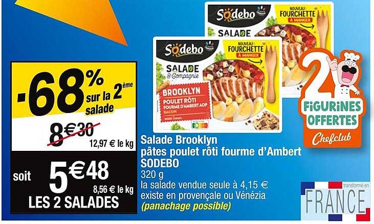 Salade Brooklyn Pâtes Poulet Rôti Fourme D'ambert Sodebo