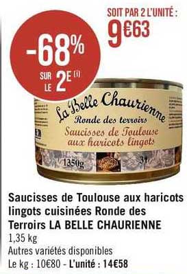 saucisses de toulouse aux haricots lingots cuisinées ronde des terroirs la belle chaurienne