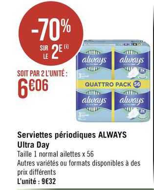 serviettes périodiques always ultra day