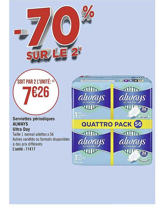 serviettes périodiques always ultra day